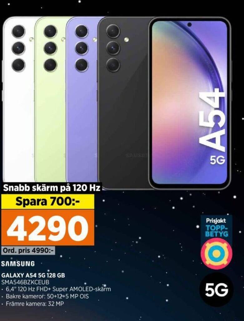 Power SAMSUNG GALAXY A54 5G 128 GB SMA546BZKCEUB erbjuda