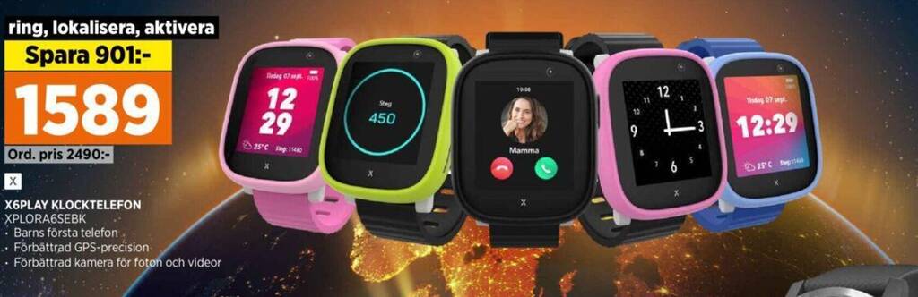 Power X6PLAY KLOCKTELEFON XPLORA6SEBK erbjuda