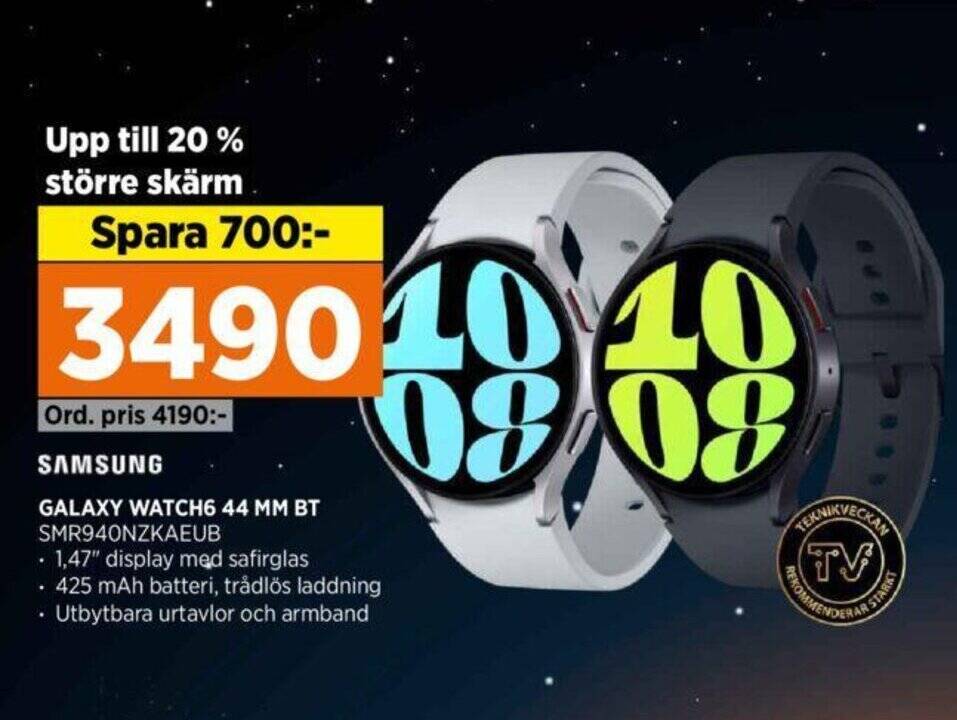 Power SAMSUNG GALAXY WATCH6 44 MM BT erbjuda