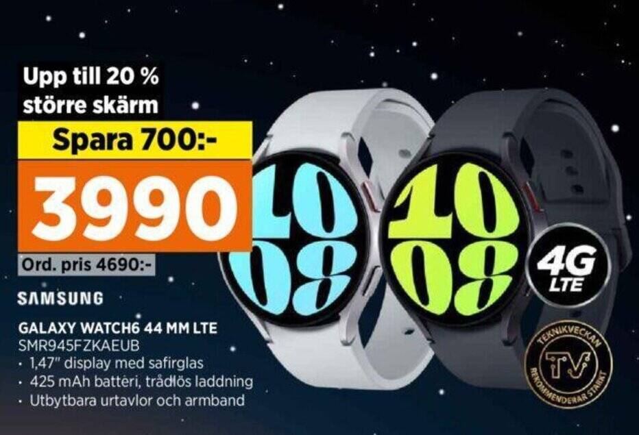 Power SAMSUNG GALAXY WATCH6 44 MM LTE erbjuda