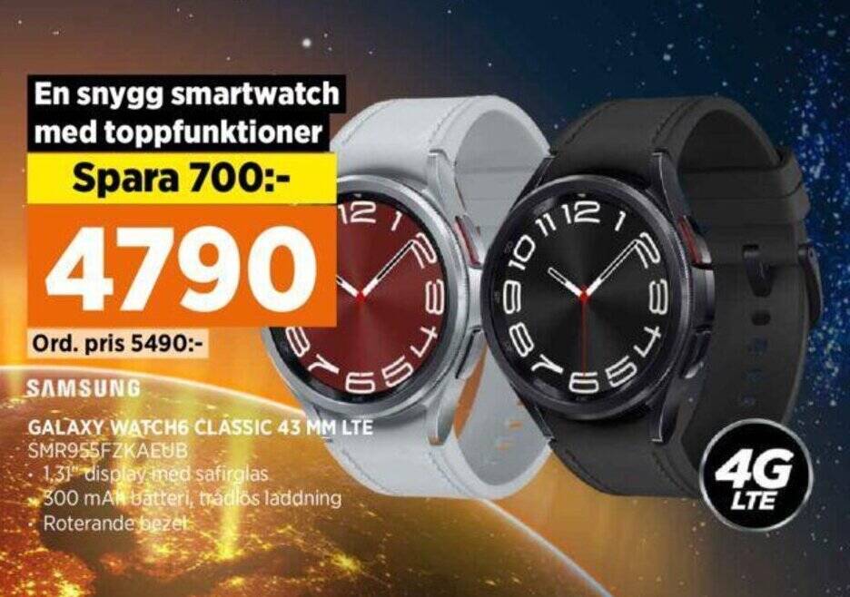 Power SAMSUNG GALAXY WATCH6 CLASSIC 43 MM LTE erbjuda