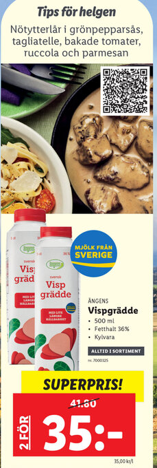 Lidl Ängens Vispgrädde 500 ml erbjuda