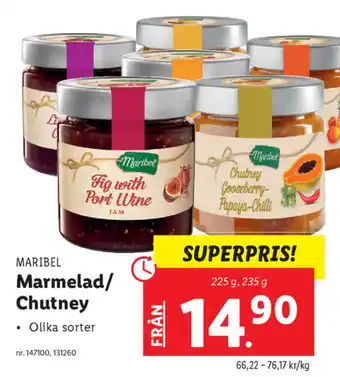 Lidl Maribel Marmelad/Chutney 225g, 235 g erbjuda