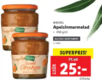 Lidl Maribel Apelsinmarmelad 450 g/st erbjuda