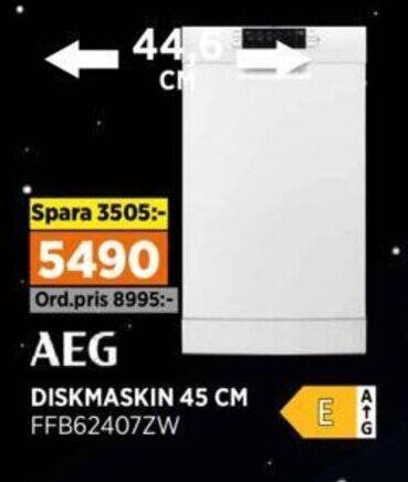Power AEG DISKMASKIN 45 CM FFB62407ZW erbjuda