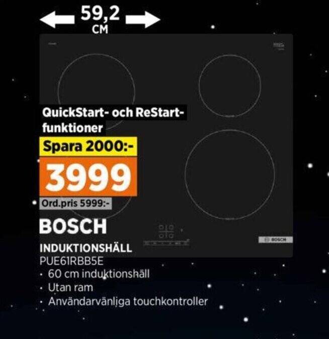 Power BOSCH INDUKTIONSHÄLL PUE61RBB5E erbjuda