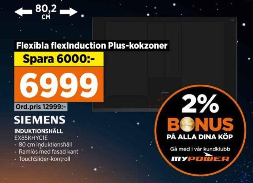 Power SIEMENS INDUKTIONSHÄLL EX85KHYCIE erbjuda