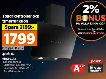 Power KÖKSFLÄKT POHO3060INCB erbjuda