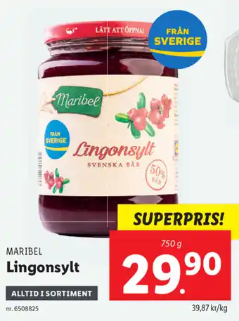 Lidl Maribel Lingonsylt 750g erbjuda