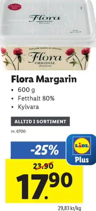 Lidl Flora Margarin 600 g erbjuda