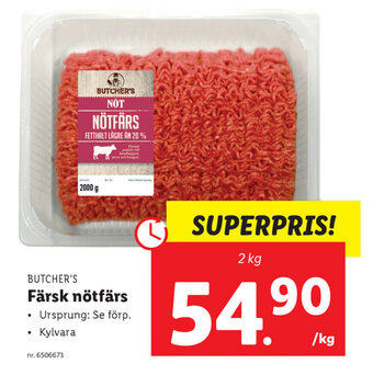 Lidl Butcher's Färsk Nötfärs 2kg erbjuda