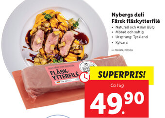 Lidl Nybergs deli Färsk Fläskytterfilé 1kg erbjuda