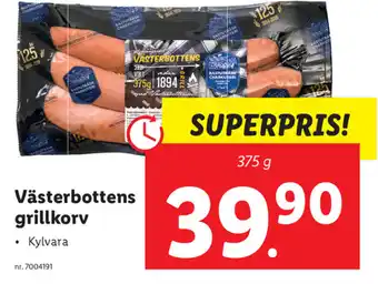 Lidl Västerbottens grillkorv 375g erbjuda