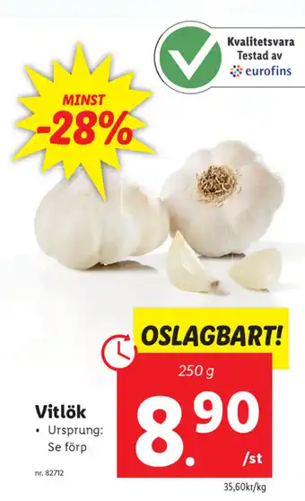 Lidl Vitlök 250g erbjuda
