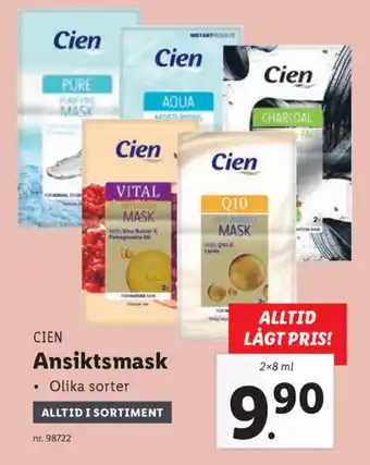 Lidl Cien Ansiktsmask 2x8ml erbjuda
