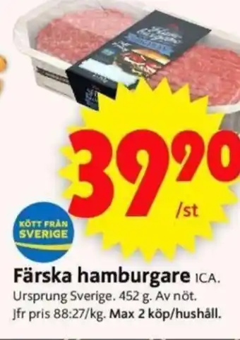 ICA Supermarket Färska hamburgare ICA erbjuda