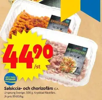 ICA Supermarket Salsiccia- och chorizofärs ICA erbjuda