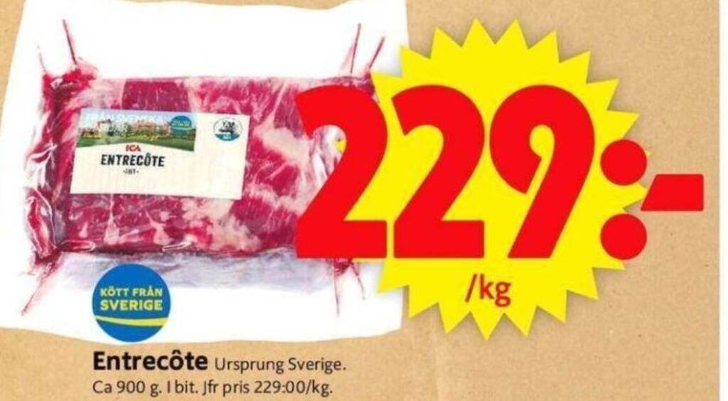 ICA Supermarket Entrecôte Ursprung Sverige erbjuda