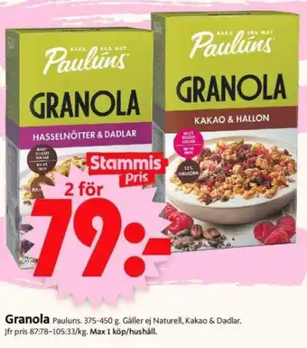 ICA Supermarket Granola Pauluns erbjuda