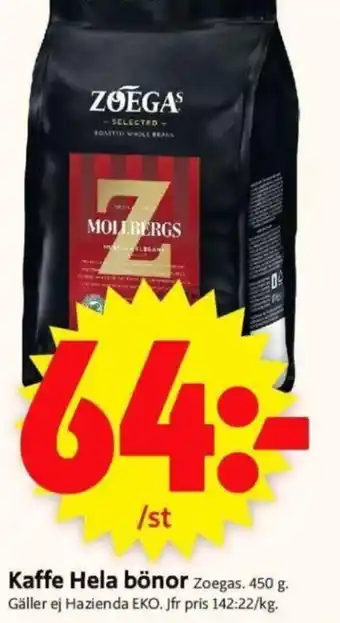 Kaffe Hela bönor Zoegas