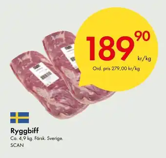 Snabbgross Ryggbiff Ca. 4,9 kg. Färsk. Sverige. SCAN erbjuda