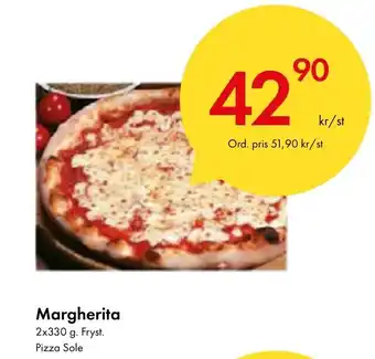 Snabbgross Margherita 2x330 g. Fryst. Pizza Sole erbjuda