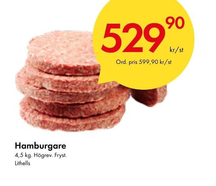 Snabbgross Hamburgare 4,5 kg. Högrev. Fryst. Lithells erbjuda