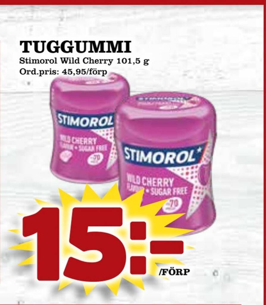 Supergrossen Tuggummi erbjuda