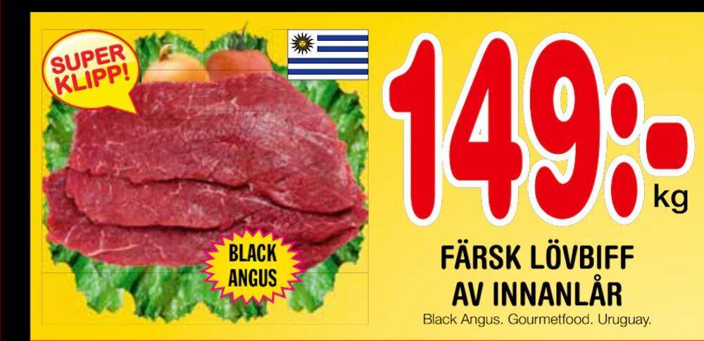 Nya Pulsen Färsk lövbiff av innanlår erbjuda