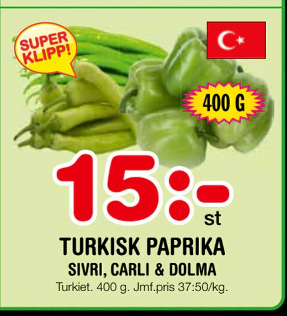 Nya Pulsen Turkisk paprika erbjuda