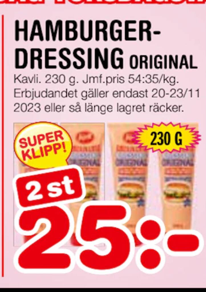 Nya Pulsen Hamburgerdressing erbjuda