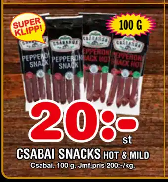 Nya Pulsen Csabai snacks erbjuda