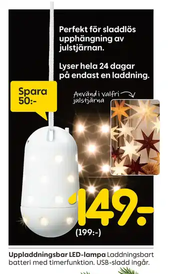 Rusta Uppladdningsbar LED-lampa erbjuda