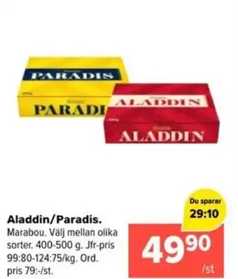 Coop Extra Aladdin/Paradis. Marabou erbjuda