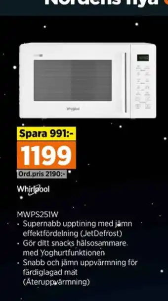 Power Whirlpool mikrovågsugn erbjuda