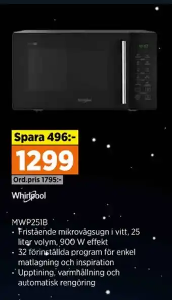 Power Whirlpool mikrovågsugn erbjuda