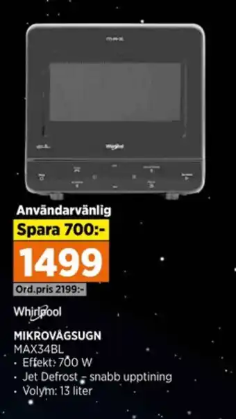 Power Whirlpool mikrovågsugn erbjuda