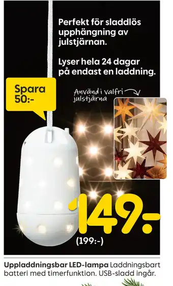 Rusta Uppladdningsbar LED-lampa erbjuda