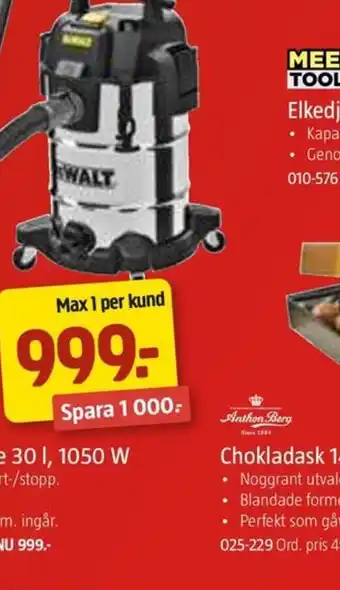 Jula DEWALT Grovdammsugare 30 I, 1050 W erbjuda