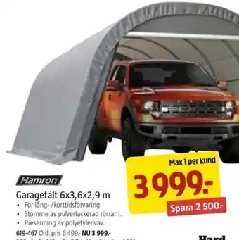 Jula Hamron Garagetält 6x3,6x2,9 m erbjuda