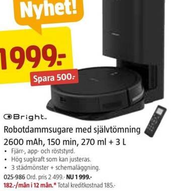 Jula Robotdammsugare med självtömning 2600 mAh, 150 min, 270 ml + 3L erbjuda