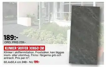 Bauhaus Klinker skiffer 30x60 cm erbjuda