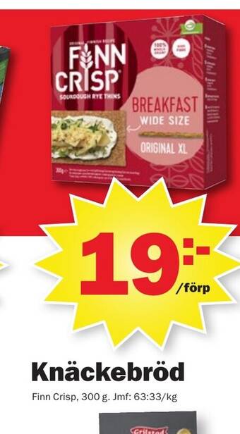 Pekås Knäckebröd Finn Crisp erbjuda