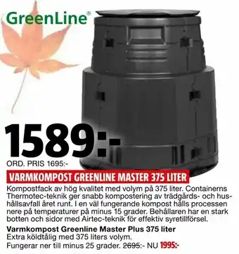 Bauhaus Varmkompost greenline master 375 liter erbjuda