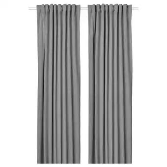 Rosenmandel mörkläggningsgardiner, 1 par, grå, 135x250 cm