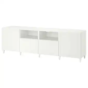 IKEA Bestå tv-bänk med dörrar och lådor, vit/smeviken/kabbarp vit, 240x42x74 cm erbjuda
