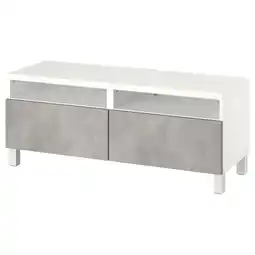 IKEA Bestå tv-bänk med lådor, vit/kallviken/stubbarp ljusgrå, 120x42x48 cm erbjuda