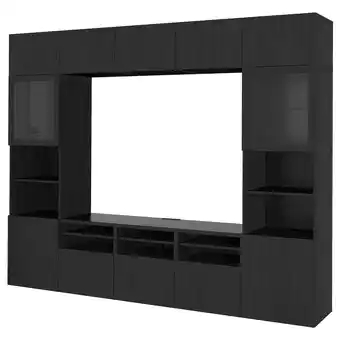 IKEA Bestå tv-förvaring kombination/glasdörrar, svartbrun/lappviken svartbrun klarglas, 300x42x231 cm erbjuda