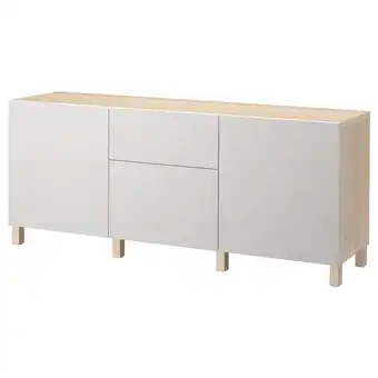 IKEA Bestå förvaring med lådor, vitlaserad ekeffekt/lappviken ljusgrå, 180x40x74 cm erbjuda