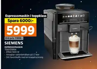Power Siemens espressomaskin erbjuda